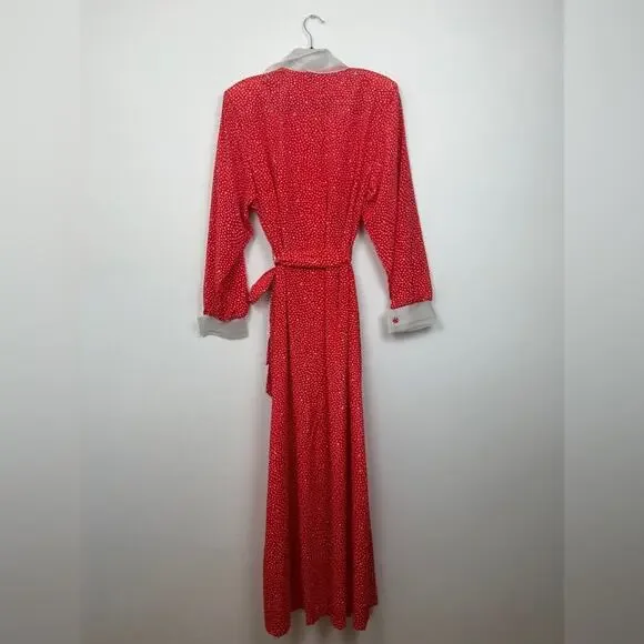Vintage 80s RARE Valentino Red Polka Dot Wrap Dress - Picture 5 of 11